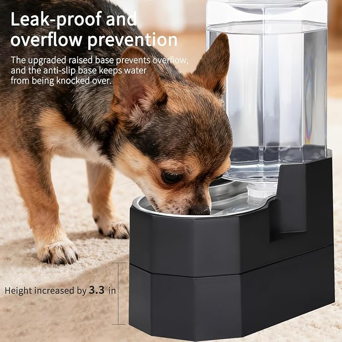 Sfozstra Large Dog Water Dispenser: 7L Raised Gravity Gray Automatic Stainless - Image 5