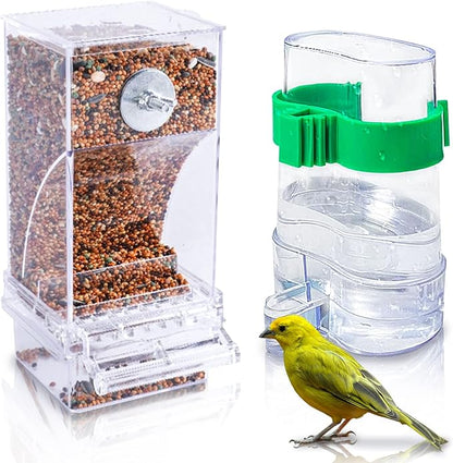 Hamiledyi No Mess Bird Feeders Automatic Parrot Feeder Drinker Acrylic Seed by Hamiledyi