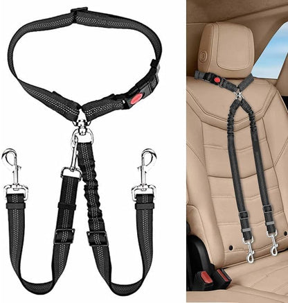 Dog Seat Belt for Car, Dual Pet Vehicle Headrest Restraint Safety Seatbelt by Unknown