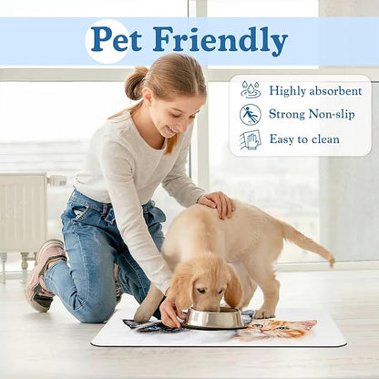 Cute Cats Pet Food Mat for Cats and Dogs–Christmas Stocking Absorbent Quick Dry - Image 6