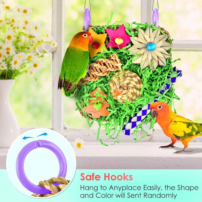 KATUMO Bird Toys, Parakeet Grass Mat Toys Parrot Foraging Shredding - Image 5