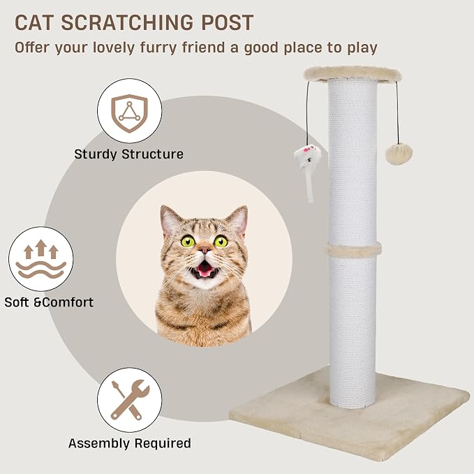 Cat Scratching Post 34 Inches Heavy Duty and Thicker Cat Scratching Post Sisal - Image 6