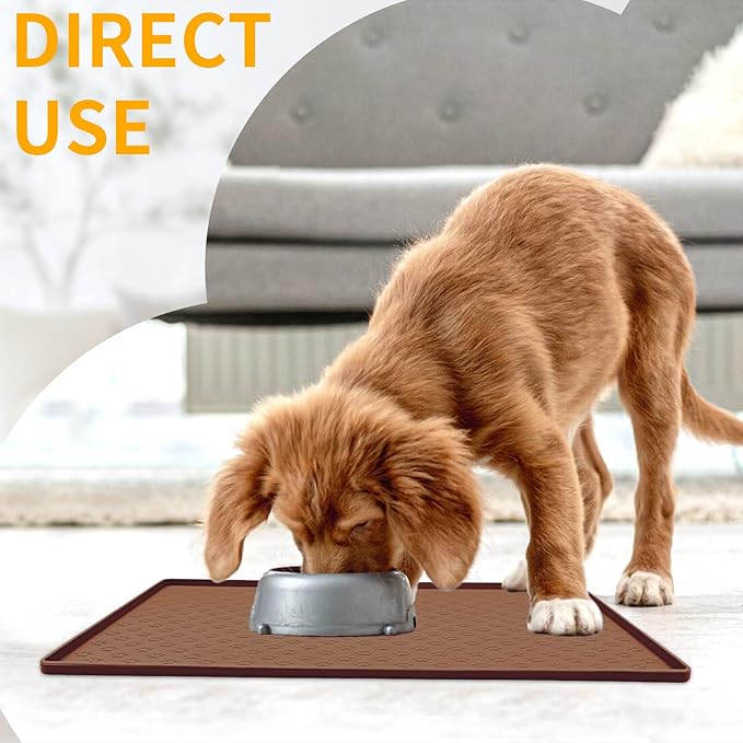 Ptlom Pet Placemat for Dog and Cat, Waterproof Silicone Pet Feeding Bowl Mats - Image 3