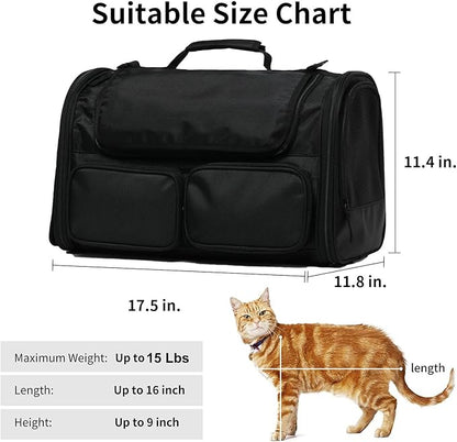 FUKUMARU Cat Carrier, 4 Mesh Windows Small Dog Carrier, 4 Storage Pockets Cat - Image 5