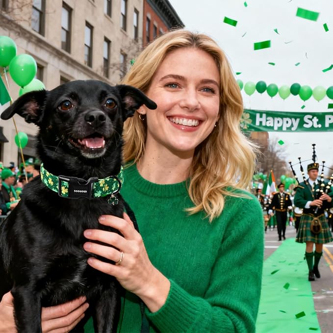 DOGWONG St Patrick's Day Dog Collar-Cute Green Clovers Dog Collars, Adjustable - Image 5