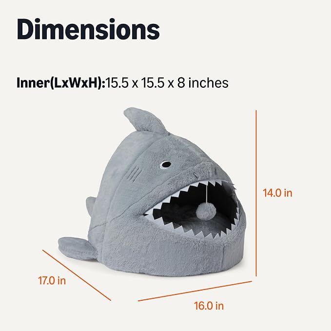 Amazon Basics Cat House Shark Shape Cat Cave Bed - Image 5