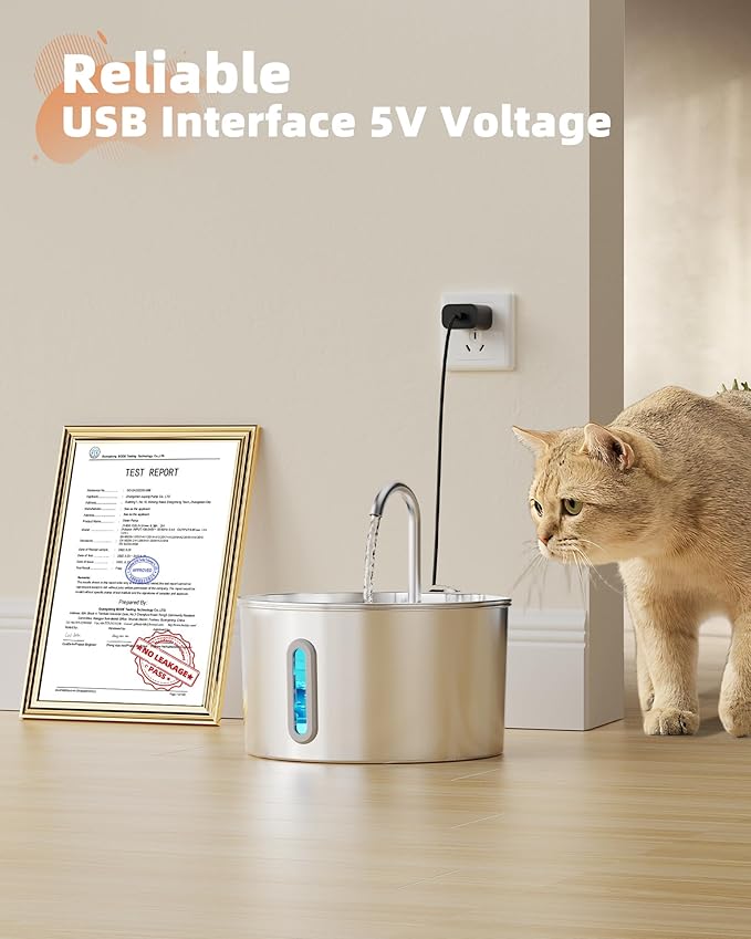 Cat Water Fountain Stainless Steel: 108oz/3.2L Cat Fountain - Image 6