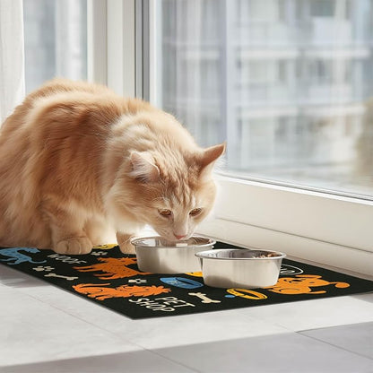 Cute Happy Dog Food Mat for Cat Food Mat Food and Water Bowl Pet Feeding Bowl - Image 3