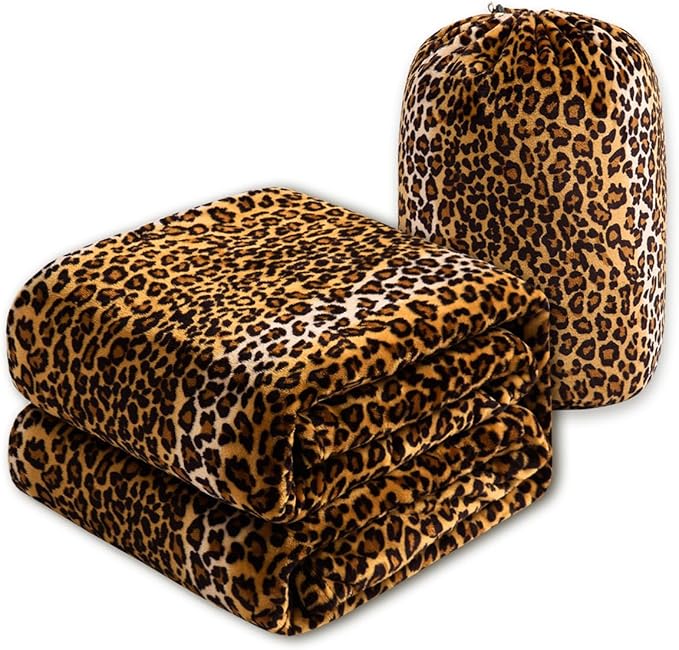 Bnuitland Leopard Print Flannel Blanket, Large Size 90x90 Inches - Image 3