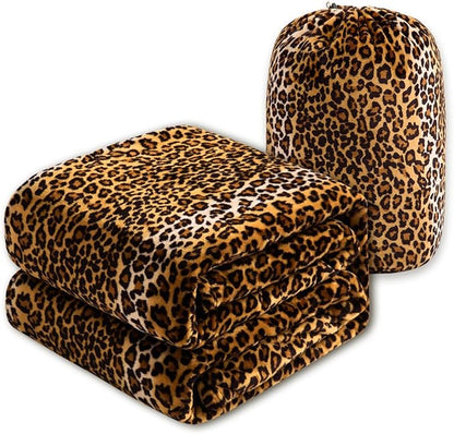 Bnuitland Leopard Print Flannel Blanket, Large Size 90x90 Inches - Image 3