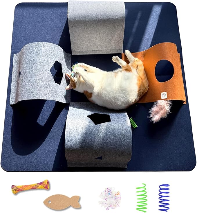Cat Tunnel Mat for Indoor Cats, 4-Way Felt Cat Tunnel Play Mat by Veinbuty