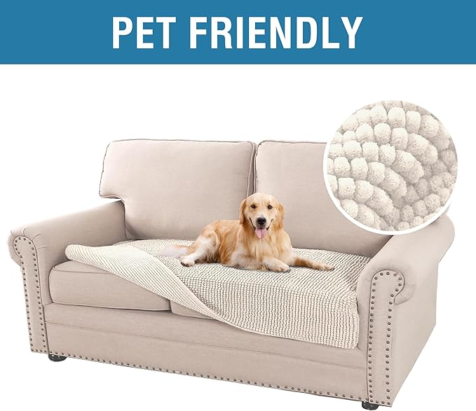 H.VERSAILTEX Plush Chenille Dog Bed Cover Thick Soft Sofa Covers Loveseat Cover - Image 2