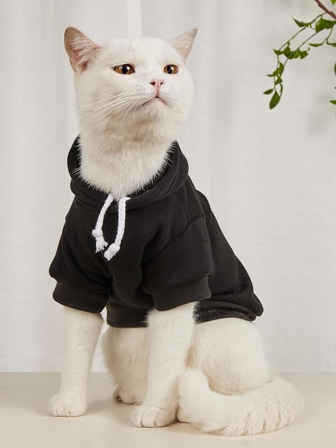 QWINEE Basic Dog Hoodie Sweatshirt Puppy Sweater Warm Cat Costumes Pet Clothes - Image 3