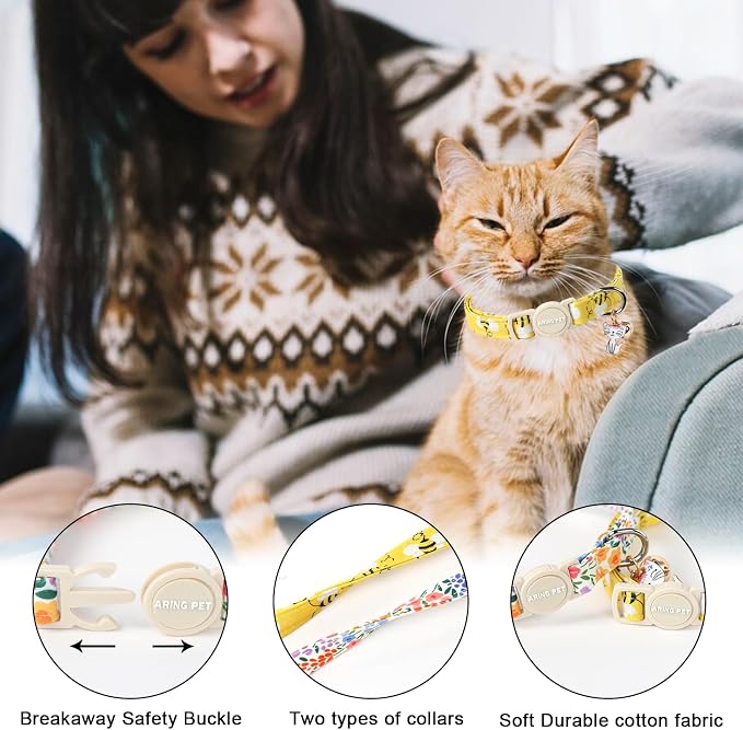 ARING PET 2 Pack Cat Collars-Cute Breakaway Cat Collar - Image 2