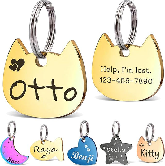 Anavia Small Size Dog Cat ID Tags, Small/XS Personalized Color Plated Stainless by Anavia