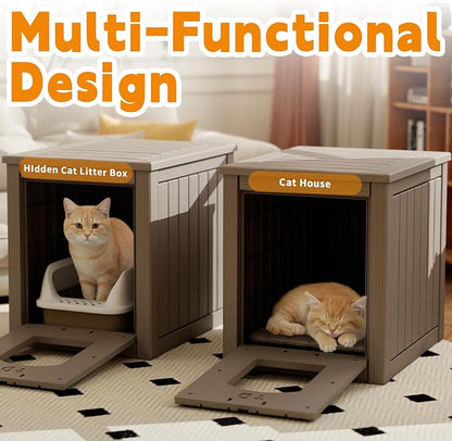 Cat Litter Box Enclosure, Openable Front Door & Raised Floor - Image 2