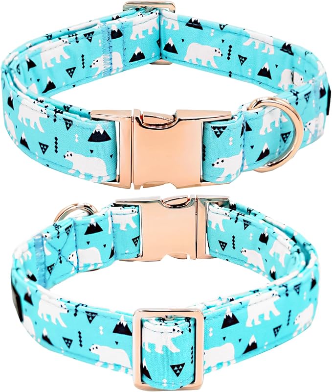 Dog Collar, Bow Dog Collar Blue Bear Pattern Pet Collar Dog Cute Bow Tie Soft - Image 4