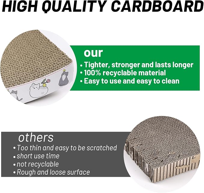 PatiencET Cat Scratcher Cardboard 4 Pack Cat Scratch Pad Reversible Scratcher - Image 4