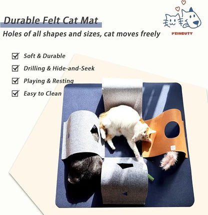 Cat Tunnel Mat for Indoor Cats, 4-Way Felt Cat Tunnel Play Mat - Image 5