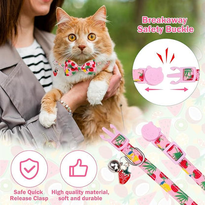 Cat Collar with Bell Bow Tie Fruit Breakaway Bowtie Cat Collar - Image 4