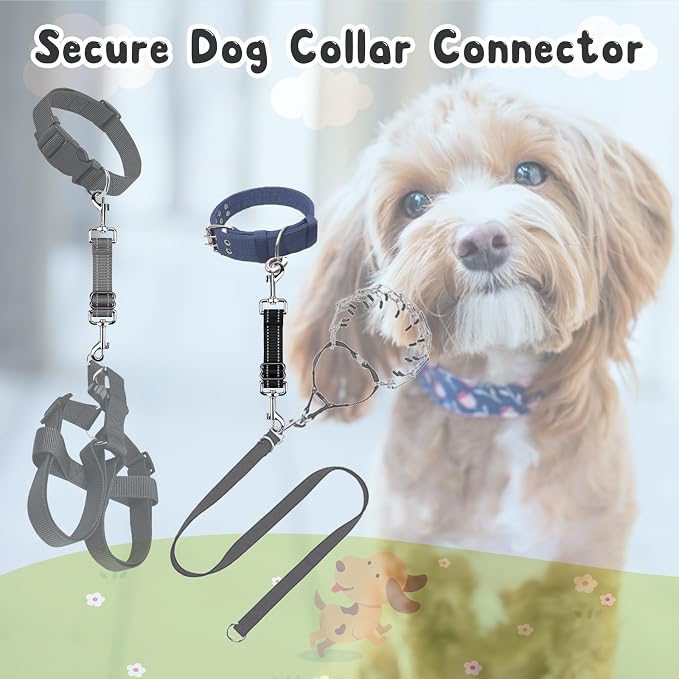 YUEPET Dog Safety Collar Clips 2 Pack Adjustable Prong Backup Clips Reflective - Image 3