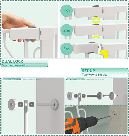 51" Extra Tall Cat Gate 28.5"-48.7" Wide, Auto Close, Pressure Mounted - Image 6