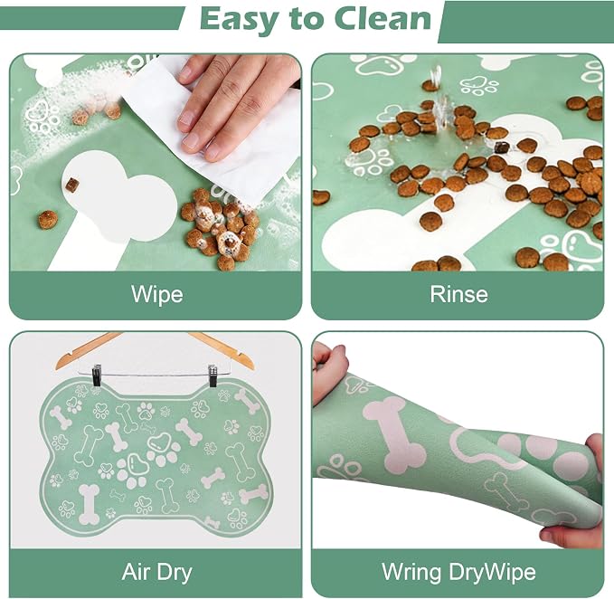 Dog Cat Mat for Food and Water, Rapid Absorbent Pet Feeding Mat, Bone Shaped - Image 5