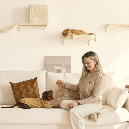 FUKUMARU Cat Wall Shelves, Stable & Safe 4 in 1 Large Cat Walls Furniture Set - Image 9