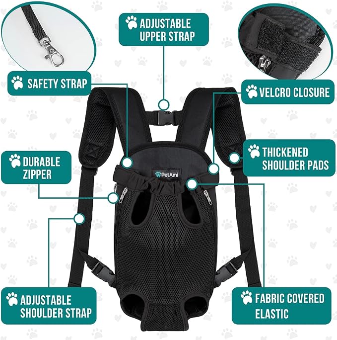 PetAmi Dog Carrier Backpack, Adjustable Dog Pet Cat Front Carrier Backpack | - Image 4