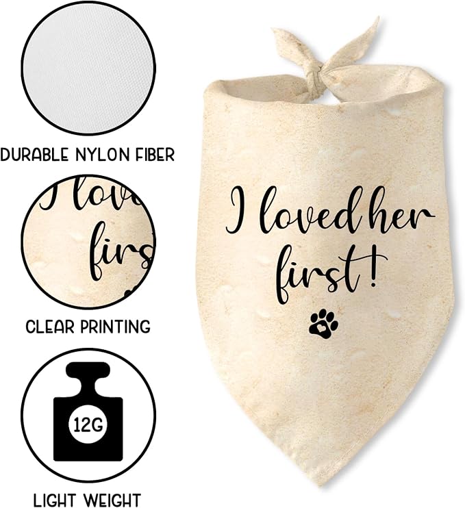 Engagement Gifts I Loved her First! Dog Bandana Pet Scarf Wedding Photo Prop - Image 3