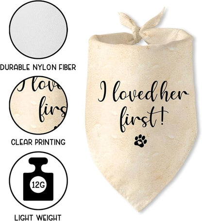 Engagement Gifts I Loved her First! Dog Bandana Pet Scarf Wedding Photo Prop - Image 3