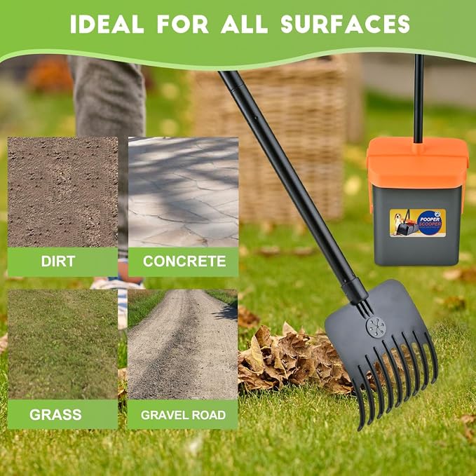Dog Pooper Scooper Swivel Bin & Rake Kit - Image 5