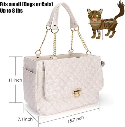 Fashion Pet Carrier Dogs Cat Small Animals Purse Bag, Leather Pet Carriers Dog - Image 2