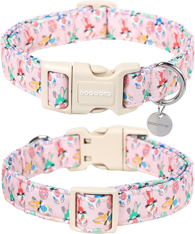 DOGWONG Easter Rabbit Dog Collar, Colorful Egg Dog Collar Soft Durable - Image 2