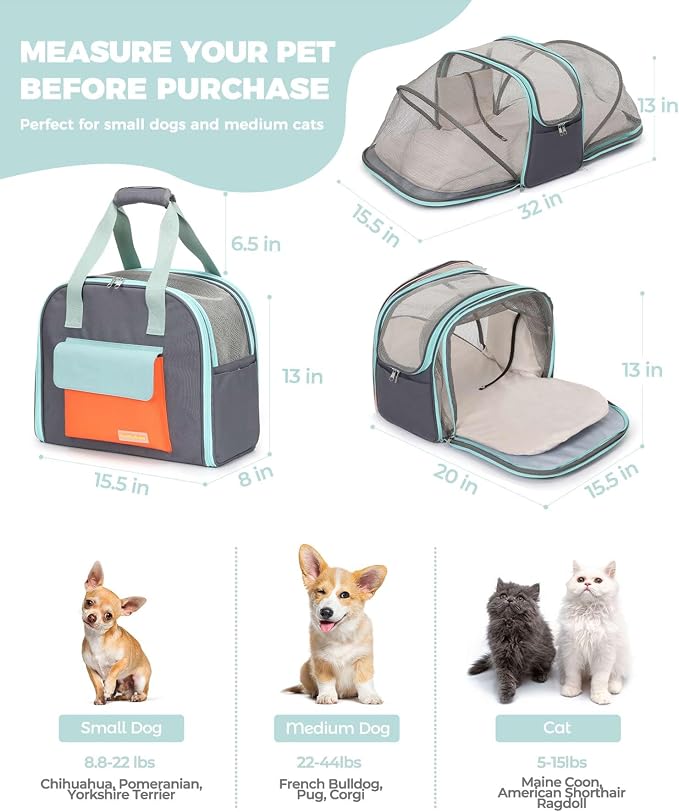 Expandable Cat & Small Dog Carrier Backpack, Soft-Sided Airline-Approved Pet - Image 2