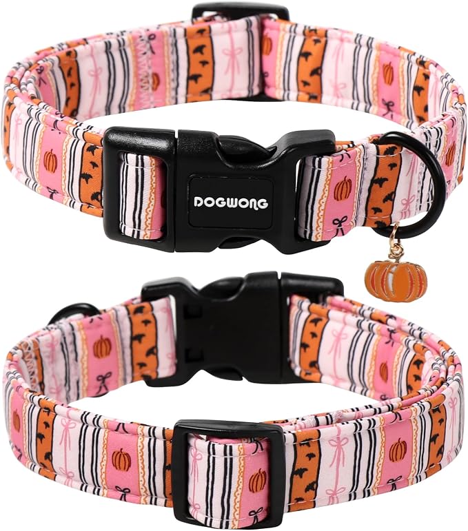 DOGWONG Fall Dog Collar- Pink Halloween Dog Collars Adjustable Classic - Image 2
