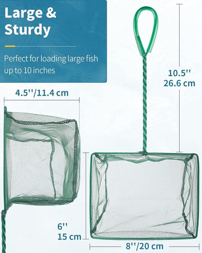 Pawfly Aquarium Fish Net with Braided Metal Handle Square Net with Soft Fine - Image 2