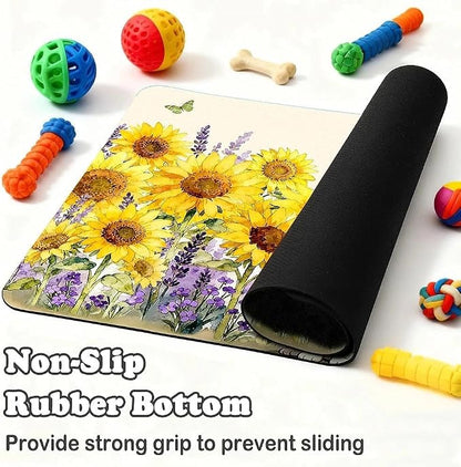 Dog Food Mat for Pet Cat Food Mat, Sunflower Absorbent Quick Dry Dog Bowl Mats - Image 5
