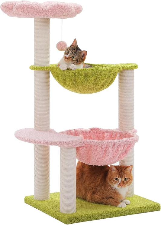 Flower Cat Tree with 2 Large Hammocks, 37.4" Small Cat Tower by MUTTROS