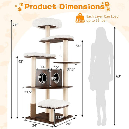PETSITE Tall Cat Tree for Indoor Cats, 71 Inches Multi-Level Modern Cat Tower - Image 7