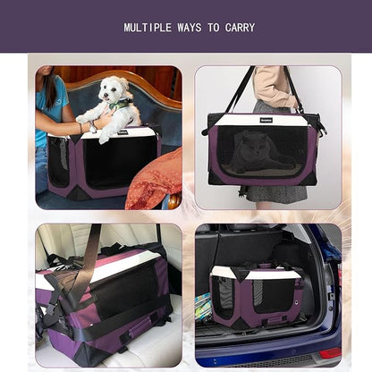 Large Cat Carrier, Collapsible Dog Travel Crate Portable Soft-Sided Pet Carrier - Image 6