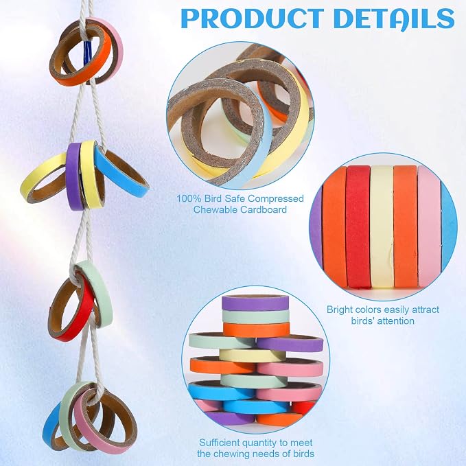 Jenaai 24 Pcs Chew Bagels Bird Toys - Image 3