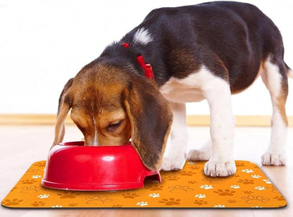 Dog Food Mat, Absorbent Water Bowl Mats Cat Pet Feeding Placemats Orange 24 * - Image 6