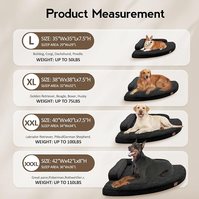 Large Orthopedic Dog Bed with Sides XXXL Dog Beds with Removable Washable Cover - Image 6