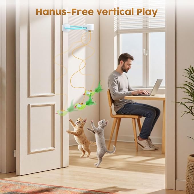 Interactive Cat Toys for Indoor Cats: Automatic Flying Bird Feather Wand Chase - Image 2
