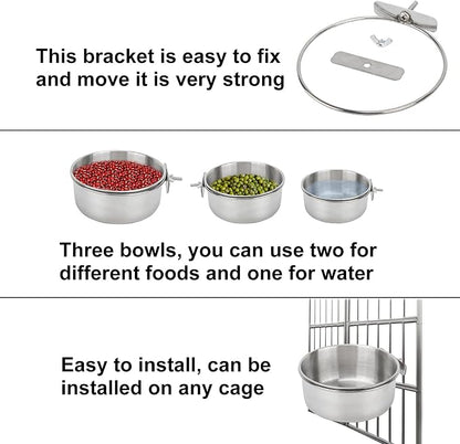 Bird Feeding Dish Cups 3 Pack Parrot Food Bowl Cage - Image 4