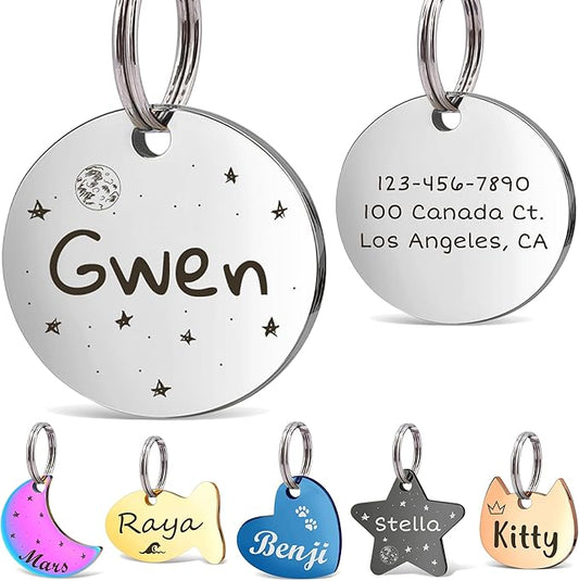 Anavia Small Size Dog Cat ID Tags, Small/XS Personalized Color Plated Stainless by Anavia