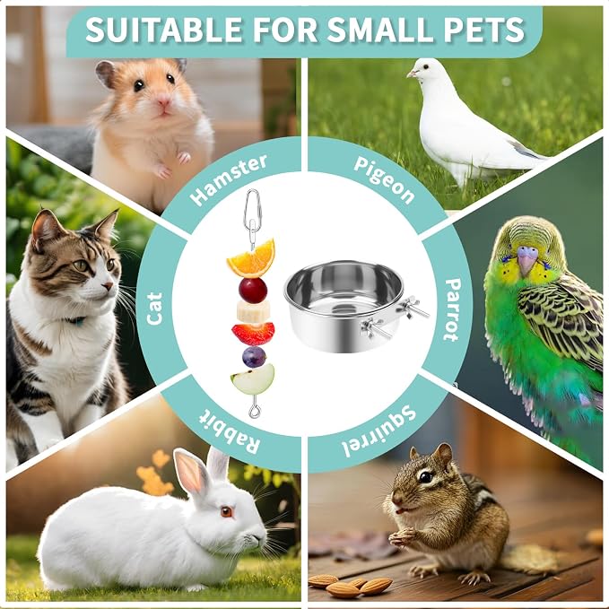 2 Pcs Bird Feeder Bowls with 3 Pcs Food Holder - Image 7