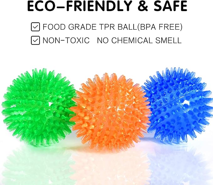 SHARLOVY Squeaky Balls for Dogs Small, Fetch Balls Rubber 3 Pack Bright Colors - Image 2