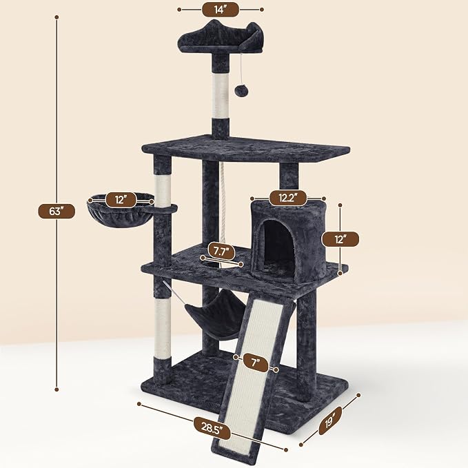 Yaheetech 63.5in Multi-Level Cat Tree Tower Condo - Image 3